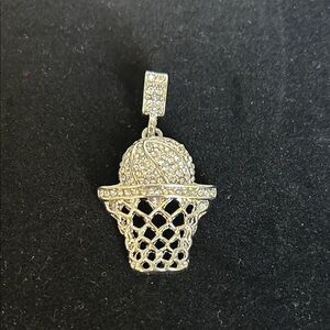 Silver Basketball Hoop Pendant